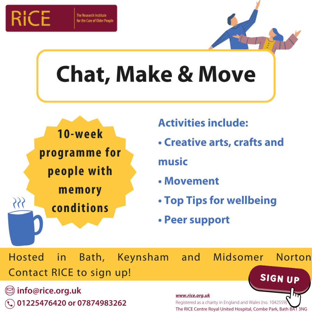 Activities for people living with dementia or a memory condition in Bath, Midsomer Norton and Keynsham